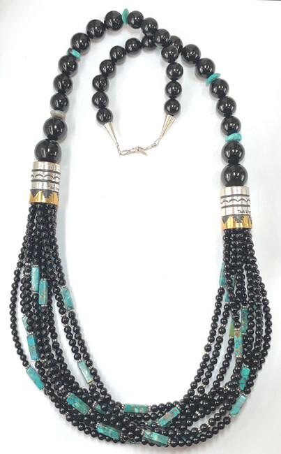 SILVER/GOLDFILLED NECKLACE NAVAJO - T&amp;R SINGER