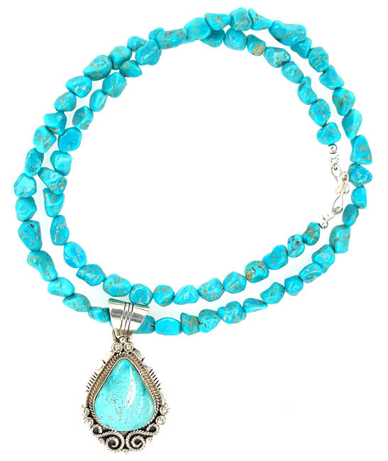 SILVER TURQUOISE NECKLACE NAVAJO - LOUISE JOE