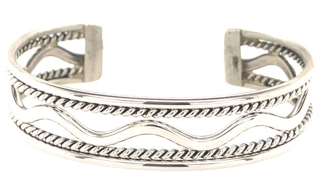 SILVER CUFF BRACELET NAVAJO - E. TAHE