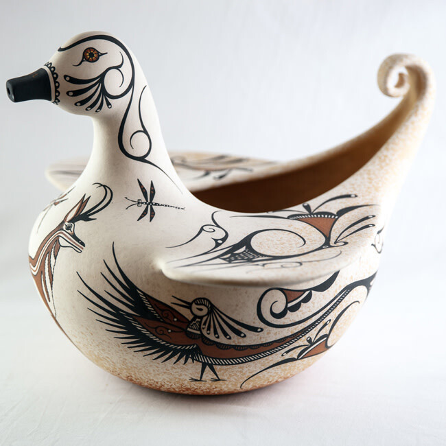 &quot;ZUNI-DUCK&quot; Coiled Pottery 11.5x14