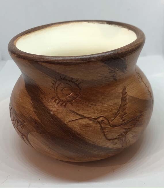 &quot;SHAMAN GATHERING&quot; Petroglyph Pottery 3.5&quot;x5&quot;