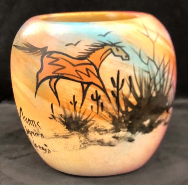 &quot;SW SM WHITE SAGE&quot; Painted Pottery 6x7