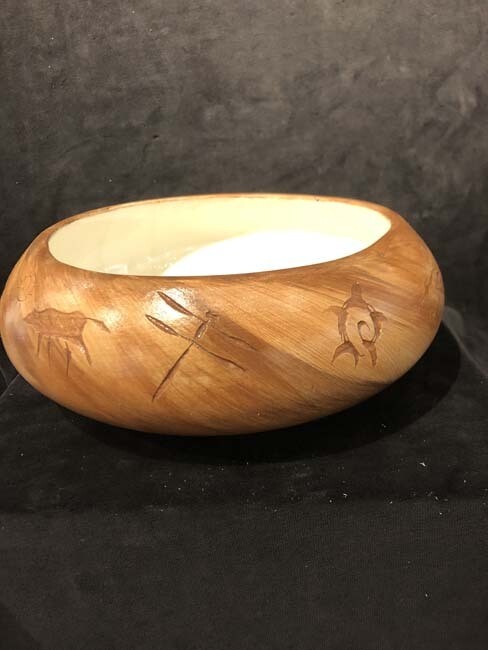 &quot;LARGE KOKOPELLI MEDICINE&quot; Petroglyph Pottery 4.5x11.5