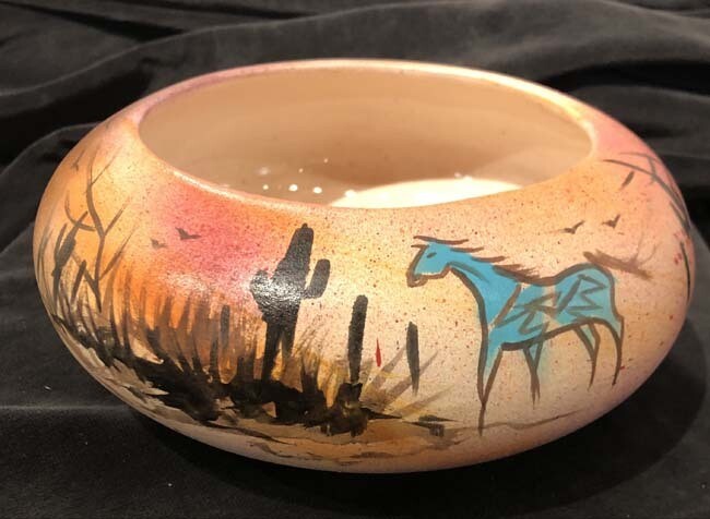 &quot;SW KOKOPELLI MEDICINE&quot; Painted Pottery 3x8