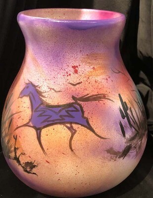 &quot;SW KOKOPELLI MEMORIES&quot; Painted Pottery 9.5x7.5