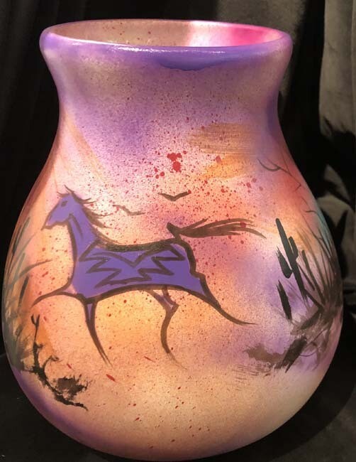 &quot;SW KOKOPELLI MEMORIES&quot; Painted Pottery 9.5x7.5