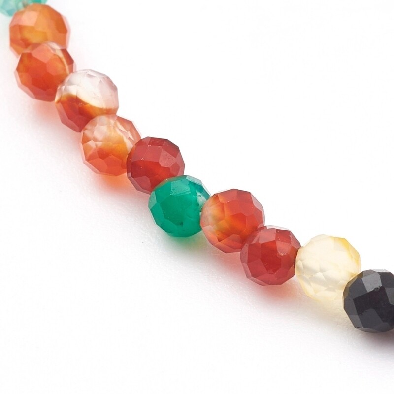 GOLD STAINLESS AGATE BEADED NECKLACE