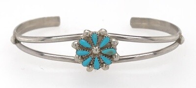 SILVER TURQUOISE CUFF BRACELET ZUNI - DAVID &amp; SARITA LEEKITY