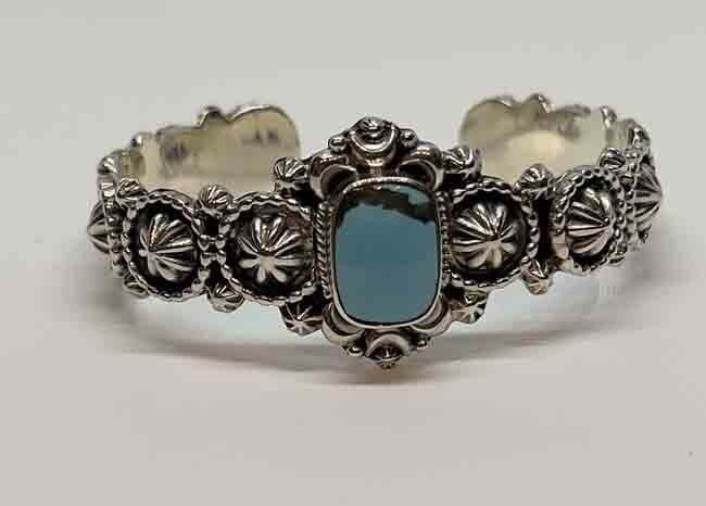 SILVER TURQUOISE CUFF BRACELET NAVAJO - RB