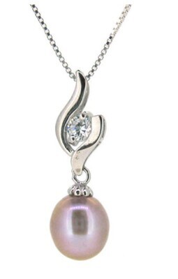 SILVER PEARL &amp; CZ NECKLACE