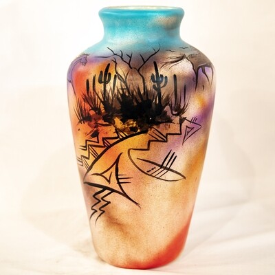&quot;SW LARGE SPIRIT VASE&quot; Painted Pottery 14x9
