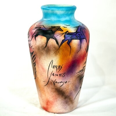 "SW LARGE SPIRIT VASE" Painted Pottery 14x9