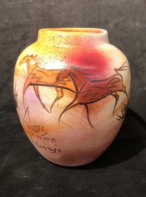 &quot;SW DESERT&quot; Painted Pottery 8x6.5