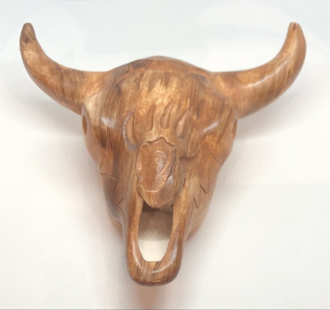 &quot;BUFFALO SKULL&quot; Petroglyph Pottery 5.5x6