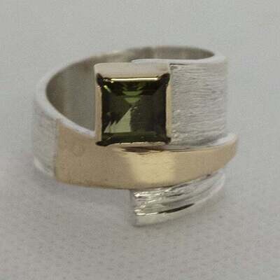 SILVER/14K TOURMALINE WRAP RING-7