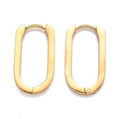 GOLD STAINLESS OVAL HUGGIE EARRINGS FJE138