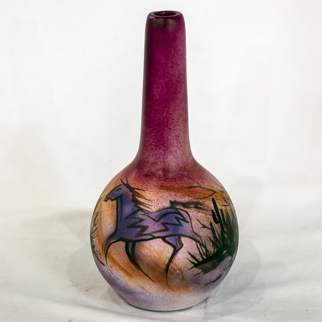 &quot;SW FLUTED VASE&quot; Painted Ceramic 10x5