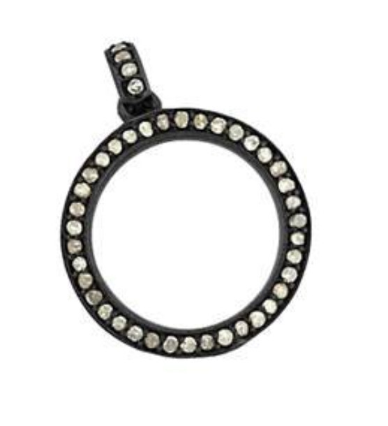 RHODIUM SILVER DIAMOND CIRCLE PENDANT ASP76