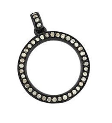 RHODIUM SILVER DIAMOND CIRCLE PENDANT ASP76