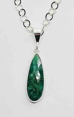 SILVER TEARDROP EMERALD PENDANT