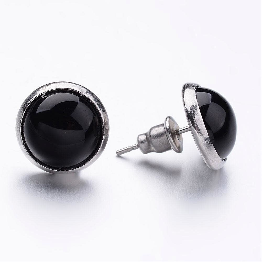 STAINLESS AGATE STUD EARRINGS FJE176