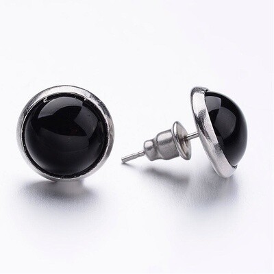 STAINLESS AGATE STUD EARRINGS FJE176