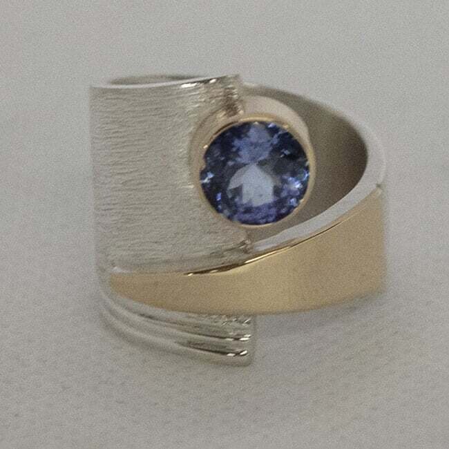 SILVER/14K TANZANITE WRAP RING-7.5