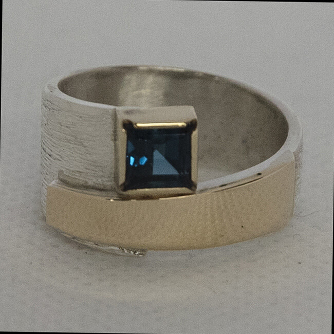 SILVER/14K TOPAZ WRAP RING-9.5
