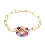 GOLD STAINLESS AGATE LINK BRACELET FJB103