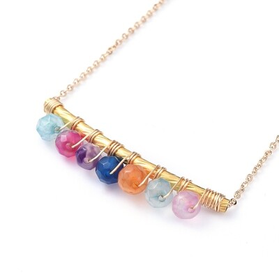 GOLD STAINLESS AGATE BAR NECKLACE