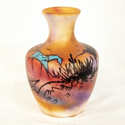 &quot;SW MEDIUM SACRED SONG&quot; Painted Pottery 10x7