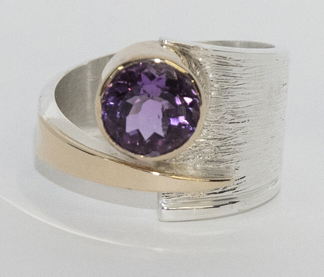 SILVER/14K AMETHYST WRAP RING-9.5