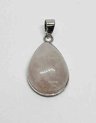 STAINLESS ROSE QUARTZ TEARDROP PENDANT FJPB-R