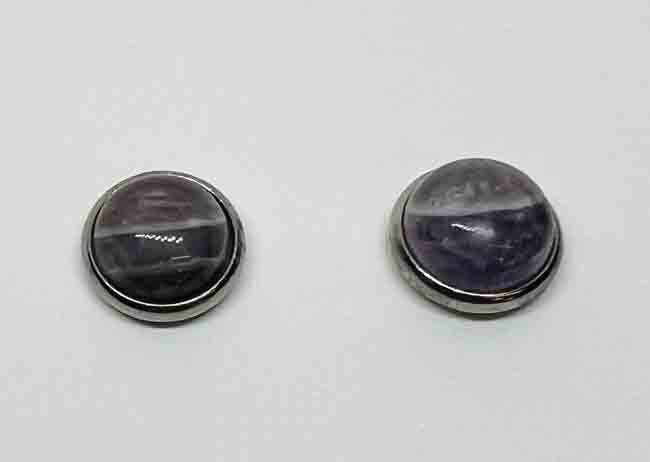 STAINLESS AMETHYST STUD EARRING FJE5E-A