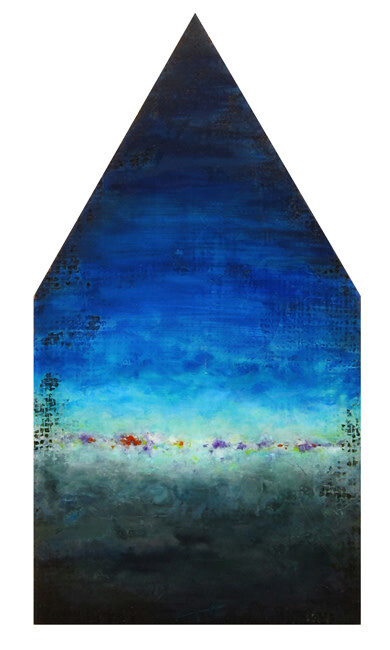 &quot;COLORS ON THE HORIZON AT NIGHT&quot; 15x8 Mixed Media
