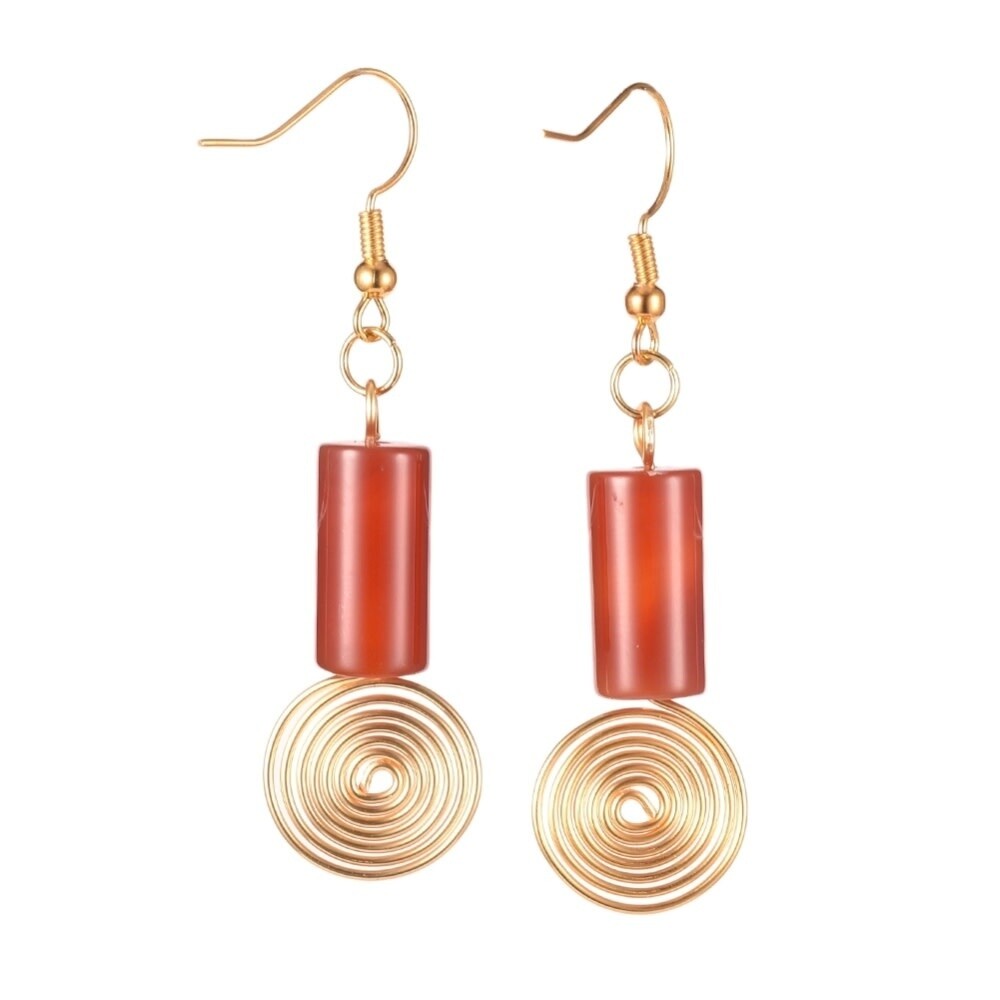 GOLD STAINLESS CARNELIAN EARRINGS FJE154
