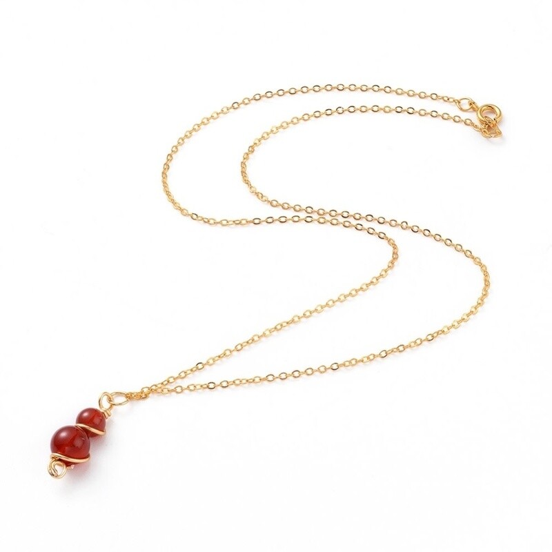 GOLD STAINLESS CARNELIAN NECKLACE FJN120