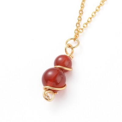 GOLD STAINLESS CARNELIAN NECKLACE