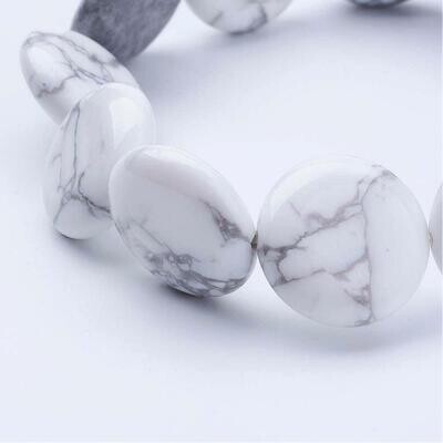 HOWLITE COIN BEADED STRETCH BRACELET FJBOP
