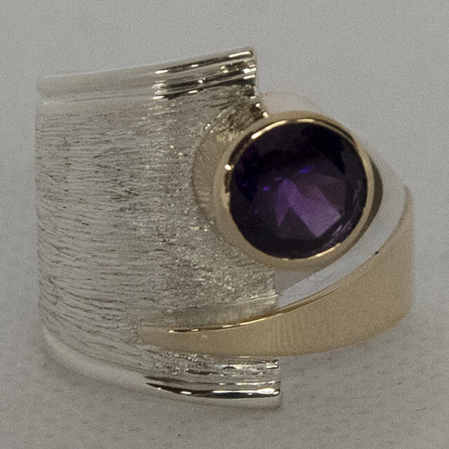 SILVER/14K AMETHYST WRAP RING-9.5