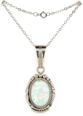 SILVER OPAL PENDANT NAVAJO - SAMUEL YELLOWHAIR