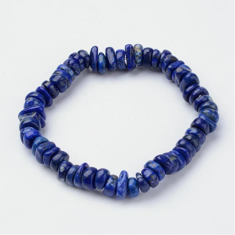 LAPIS BEADED STRETCH BRACELET