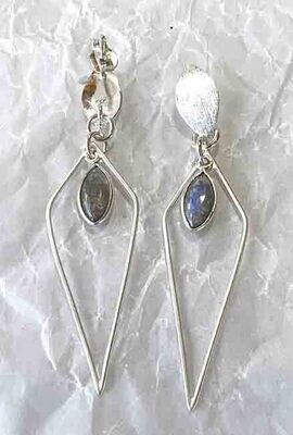 SILVER LABRADORITE MARQUISE EARRINGS