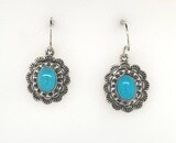 SILVER TURQUOISE EARRINGS NAVAJO-SHIRLEY HENRY