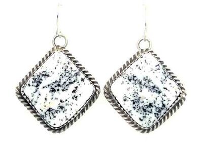 SILVER WHITE BUFFALO EARRINGS NAVAJO-ELOUISE KEE