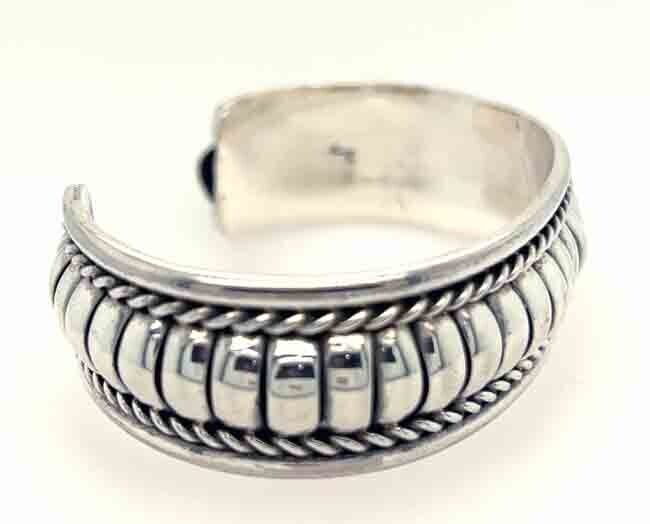 SILVER BUBBLE CUFF BRACELET NAVAJO-MANUEL JOHNSON