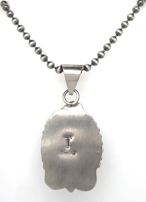 SILVER TURQUOISE PENDANT NAVAJO - TIA LONG