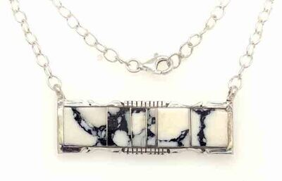 SILVER WHITE BUFFALO NECKLACE NAVAJO - STEVE FRANCISCO