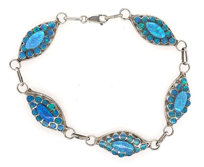 SILVER OPAL LINK BRACELET ZUNI-NANCY DISHTA