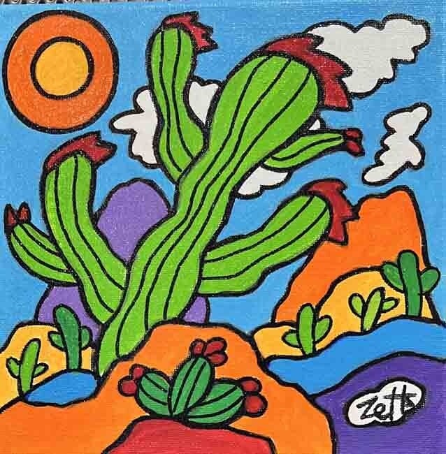LEANING SAGUARO 8&quot; x 8&quot;